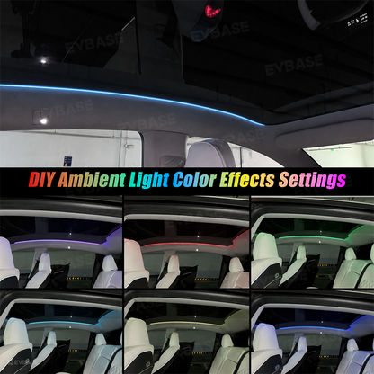 Model Y Juniper/ 3 Highland Roof Ambient Lighting 2.0 Sunroof Streamer Lights with Factory Screen Control