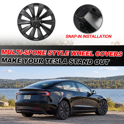 Model 3 Standard 18" Prismata Wheel Covers Multi-Spoke Style Hubcaps