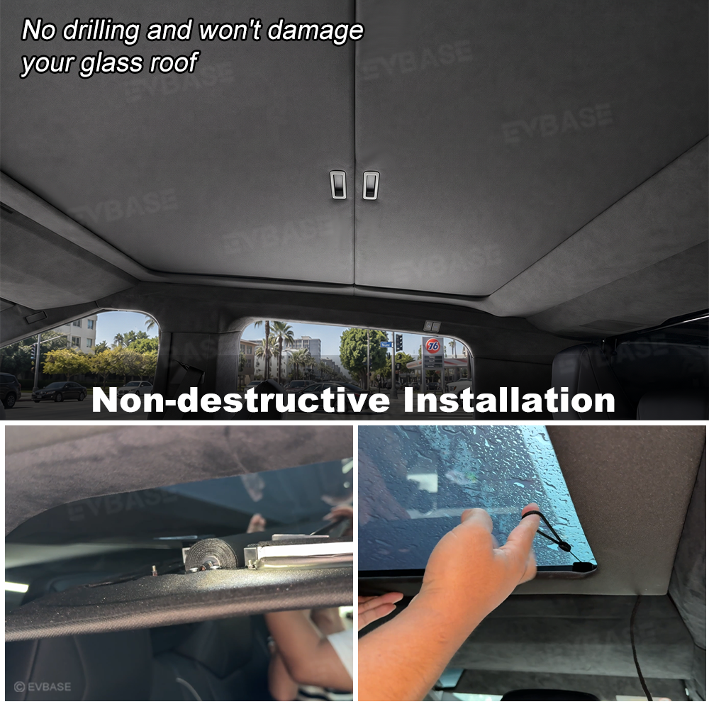 Cybertruck Sunshade Retractable Glass Roof Sunshade with Roll Fabric Style Heat Insulation UV Protection