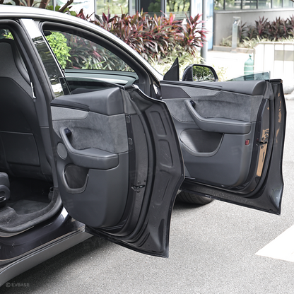 Model Y L Side Door Pocket Storage Organizer Tray with Rear Emergency Door Release Pull Handles