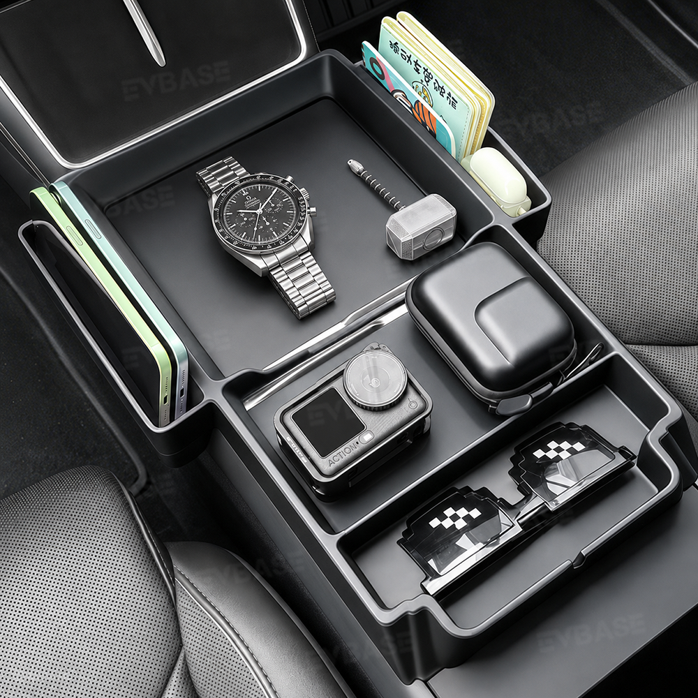 Model Y Juniper/Model Y L/ 3 Highland Center Console Tray 2.0 Silicone Organizer with Side Pockets