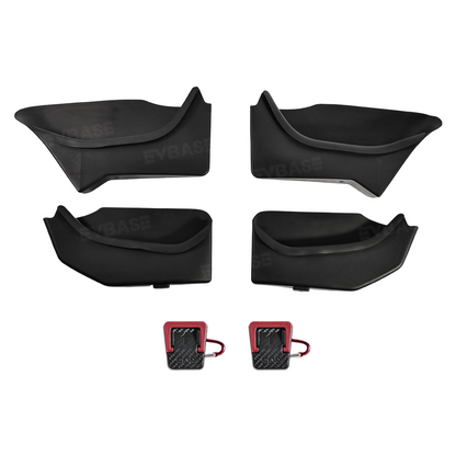 Model Y L Side Door Pocket Storage Organizer Tray with Rear Emergency Door Release Pull Handles