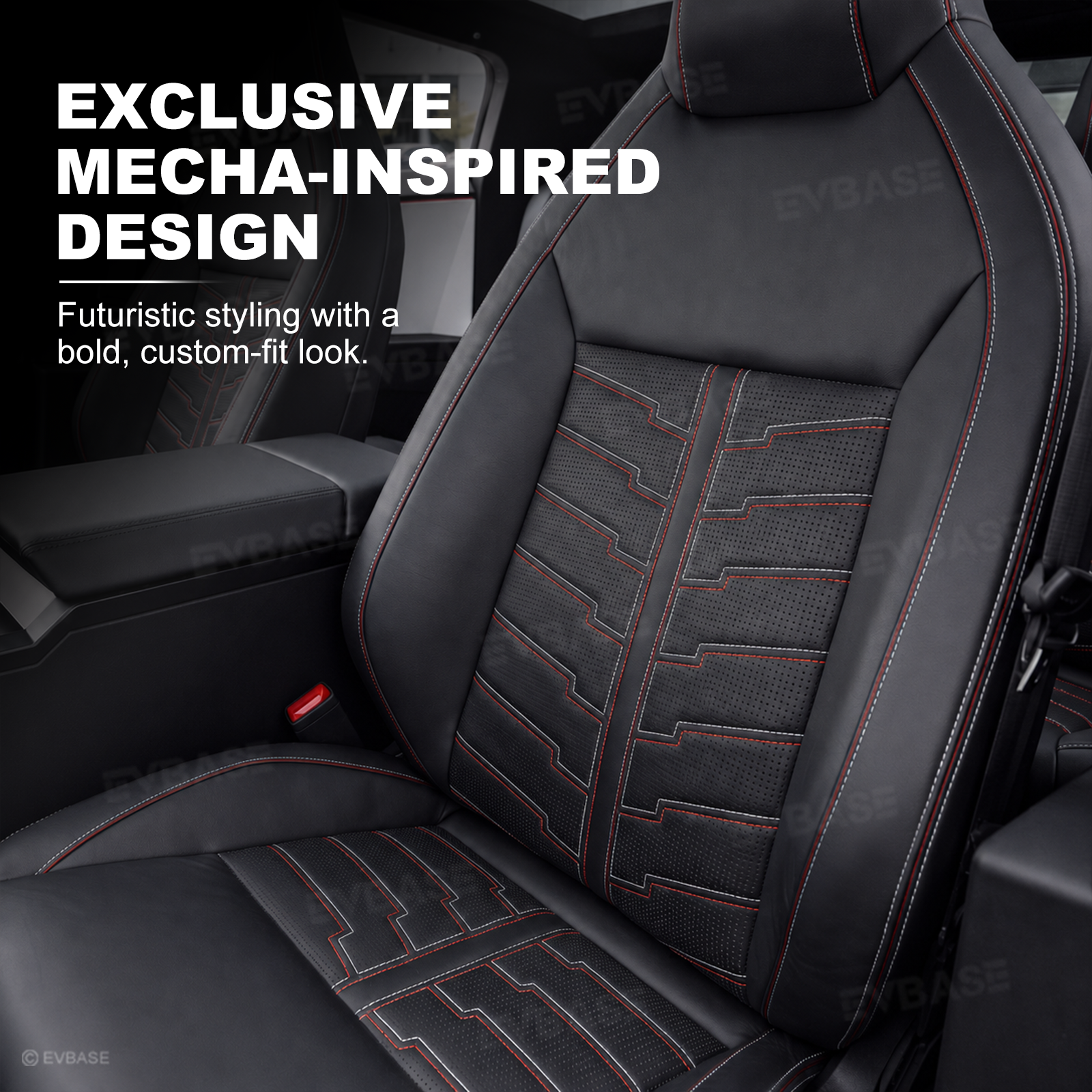 Cybertruck Seat Covers Futuristic Armor-Style Seat Protector Premium NAPPA Leather Interior Upgrade