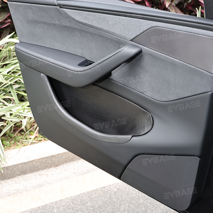 Model Y L Side Door Pocket Storage Organizer Tray with Rear Emergency Door Release Pull Handles