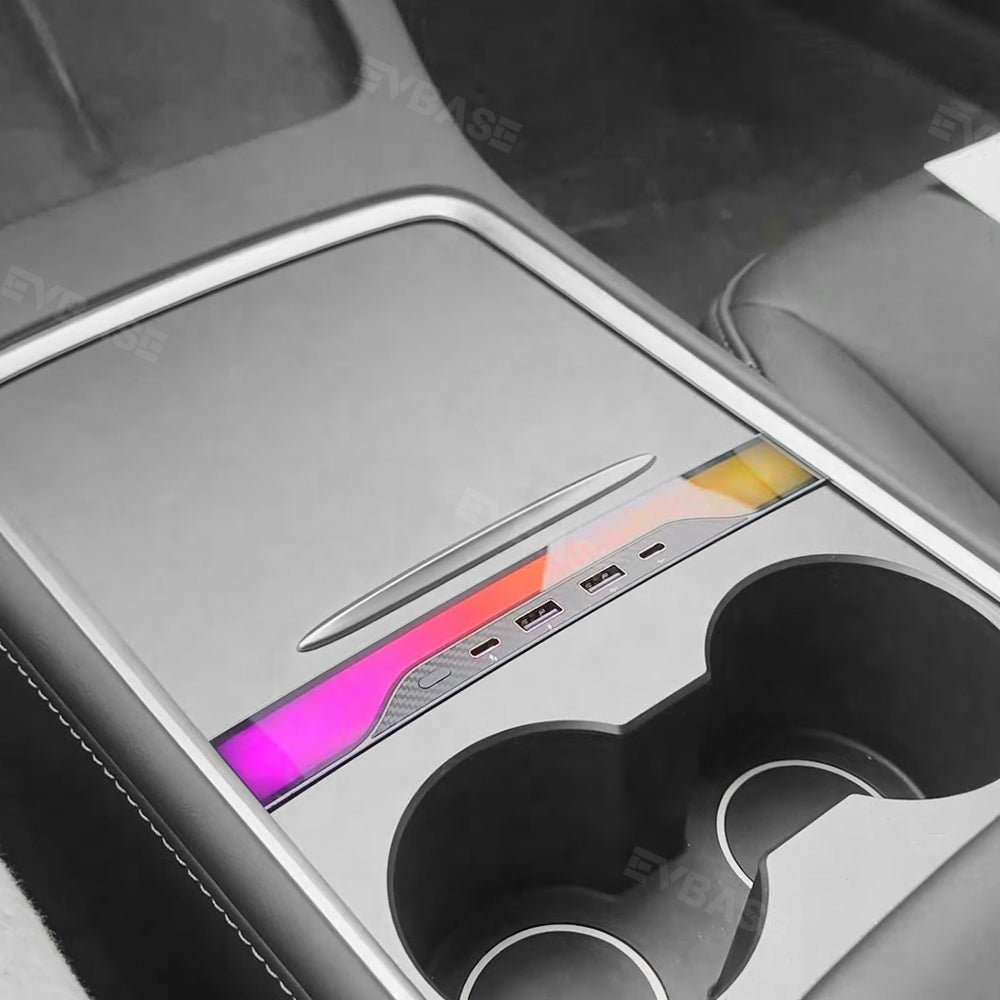 Tesla RGB USB Hub Adapter With Ambient Light Model Y Juniper Center Console Multiport Hub Adapter
