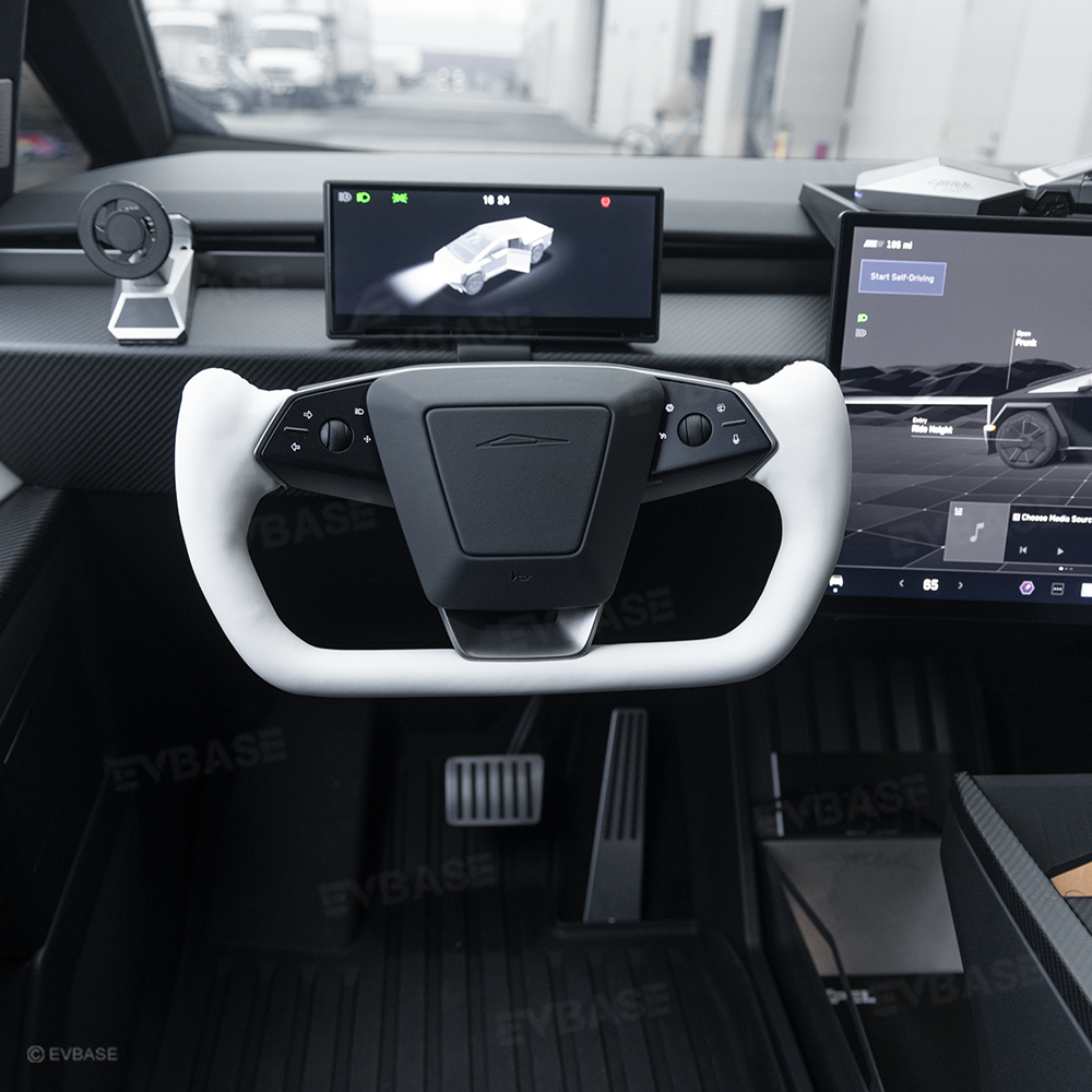 Cybertruck Yoke Steering Wheel Nappa Leather Real Molded Carbon Fiber with Heating Function