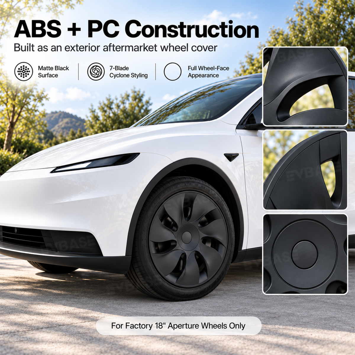 Model Y Juniper Standard 18inch Wheel Covers Aperture Wheels Cyclone Style Hubcaps