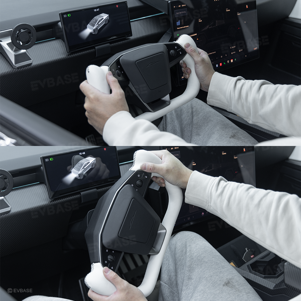 Cybertruck Yoke Steering Wheel Nappa Leather Real Molded Carbon Fiber with Heating Function