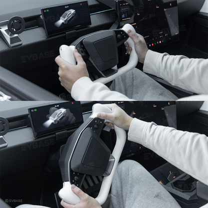 Cybertruck Yoke Steering Wheel Nappa Leather Real Molded Carbon Fiber with Heating Function