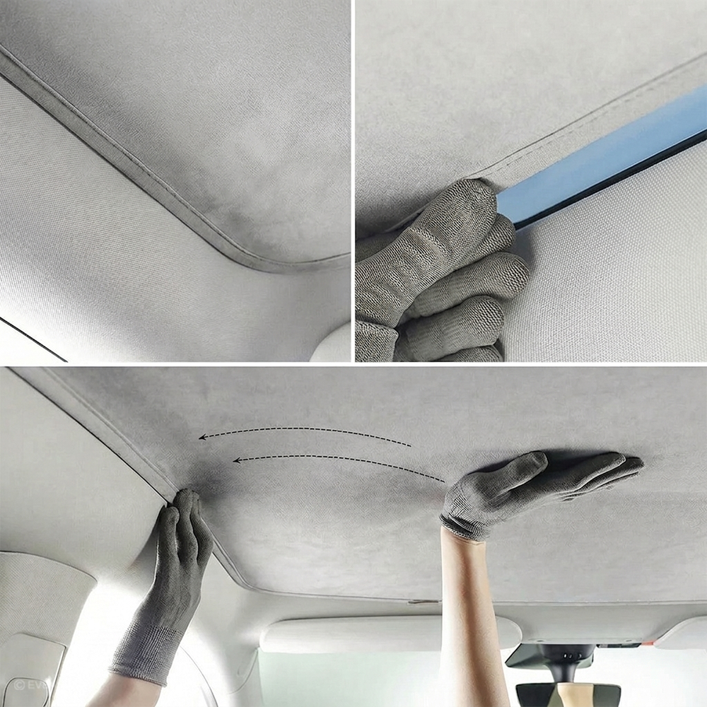 Model Y Juniper/ 3 Highland Sunshade Silicone Electrostatic Glass Sunroof Shade Heat Insulation UV Protection Faux Suede Sun Visor