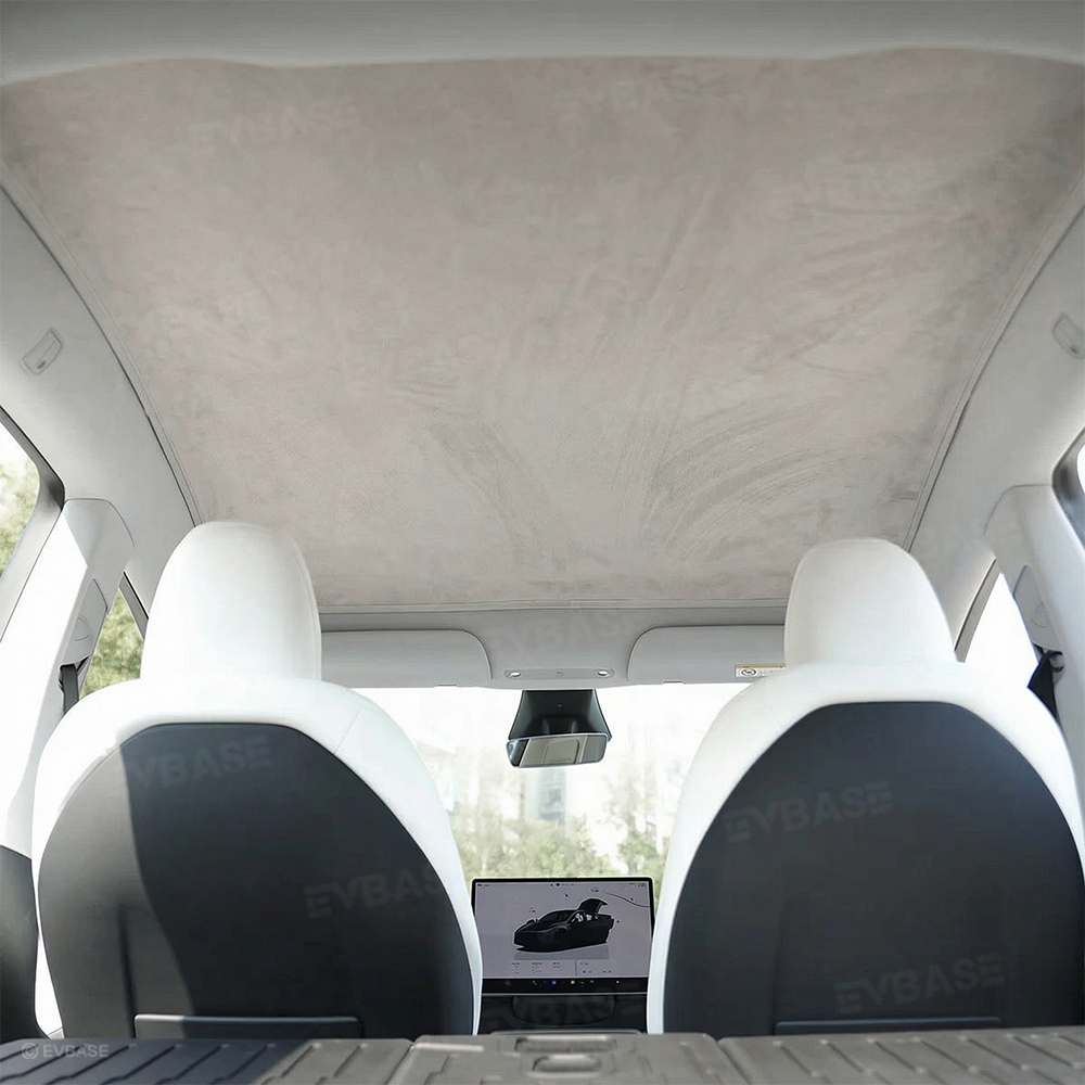 Model Y Juniper/ 3 Highland Sunshade Silicone Electrostatic Glass Sunroof Shade Heat Insulation UV Protection Faux Suede Sun Visor