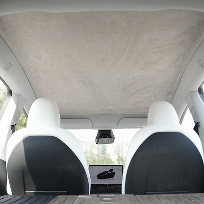 Model Y Juniper/ 3 Highland Sunshade Silicone Electrostatic Glass Sunroof Shade Heat Insulation UV Protection Faux Suede Sun Visor