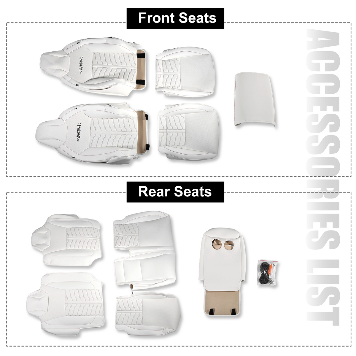 Cybertruck Seat Covers Futuristic Armor-Style Seat Protector Premium NAPPA Leather Interior Upgrade