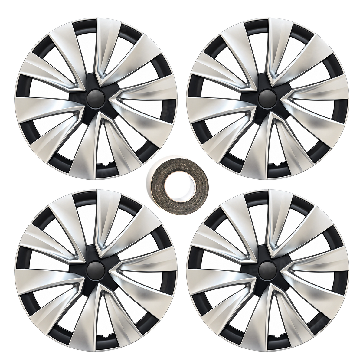 Model 3 Standard 18" Prismata Wheel Covers Multi-Spoke Style Hubcaps