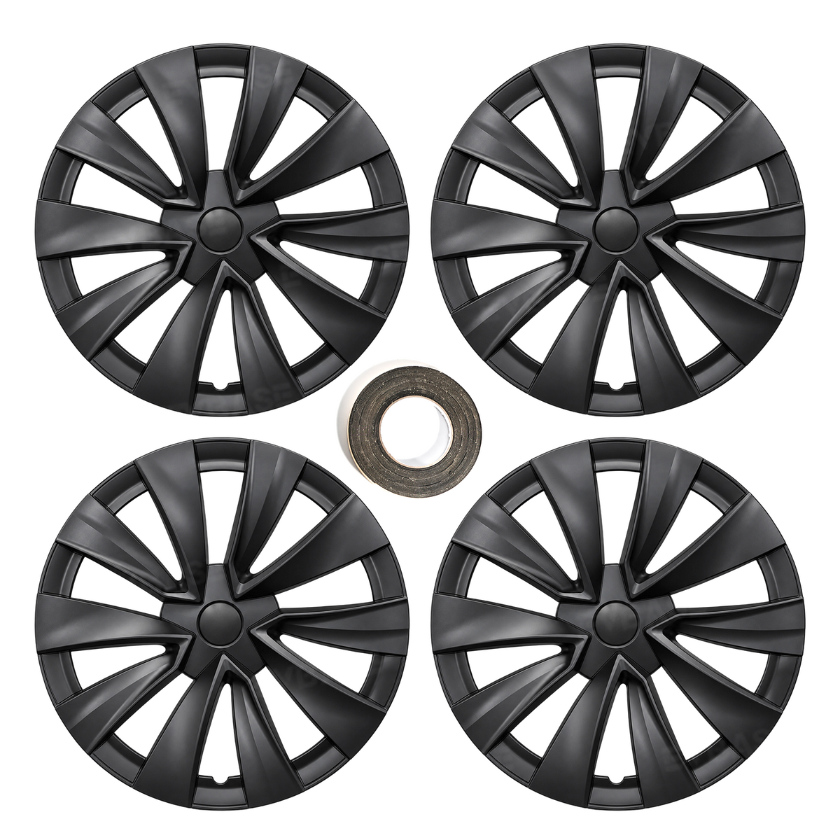 Model 3 Standard 18" Prismata Wheel Covers Multi-Spoke Style Hubcaps
