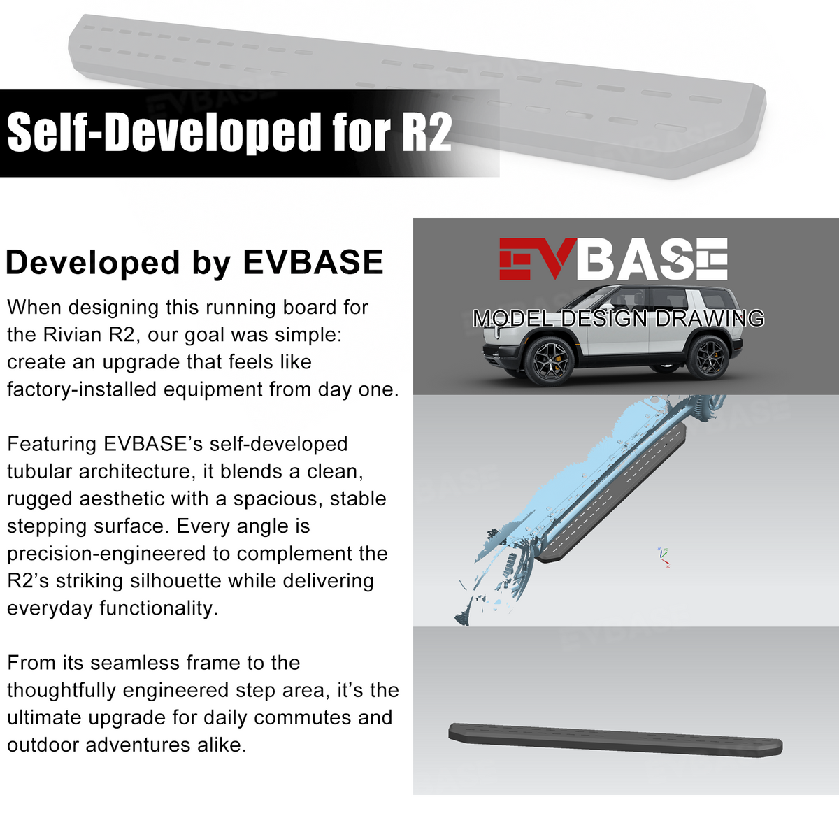 Running Boards 2.0 for Rivian R2 Heavy-Duty Off-Road Style Side Steps Nerf Bars