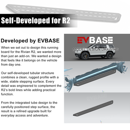 EVBASE Running Boards for Rivian R2 Side Steps Heavy-Duty Non-Slip Nerf Bars Exterior Off-Road Accessories