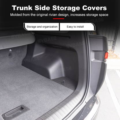 Trunk Cargo Side Storage Covers for Rivian R2 Carpeted Cargo Side Lids Hidden Storage Compartment with Pull Tabs