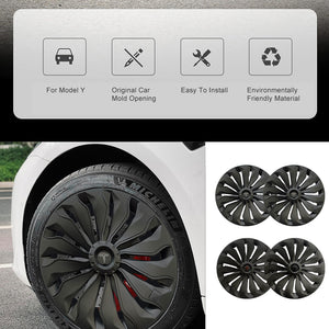 Telsa Model Y Hubcap 19 Inch Wheel Cover Tesla Accessories ABS Cover Hub Cap Replacement Matte Black Rim Protectors