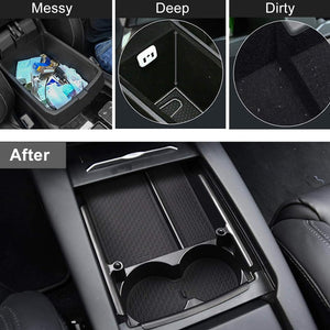 Tesla Model X S Center Console Organizer Armrest Storage Box Cup Holder