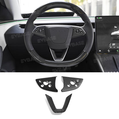 Model 3 Highland Steering Wheel Cover Cap Real Carbon Fiber Decorative Trim Overlay for Tesla