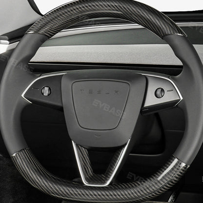 Model Y Juniper Steering Wheel Covers Real Carbon Fiber Grip Upper Lower Parts Overlay for Tesla