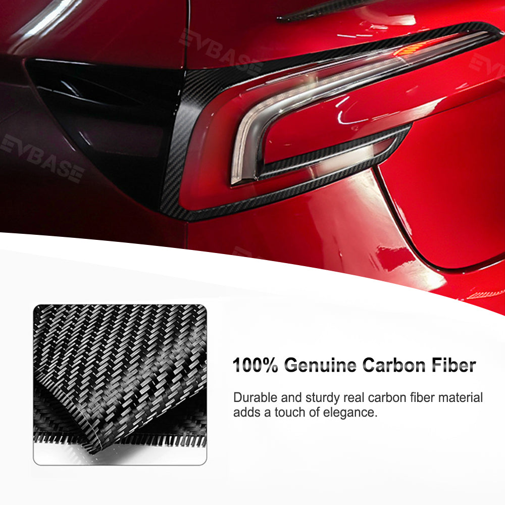 EVBASE Model 3 Highland Rear Tail Light Cover Real Carbon Fiber Overlays Frame Decorative Trim For Tesla