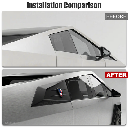 Cybertruck C-Pillar Louver Covers Rear Side Window Futuristic Tactical Overlay ABS Exterior Trim