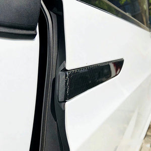 Tesla Model X Side Door Handle Covers Real/Genuine Dry Carbon Fiber Tesla Door Handle Finish 4Pcs