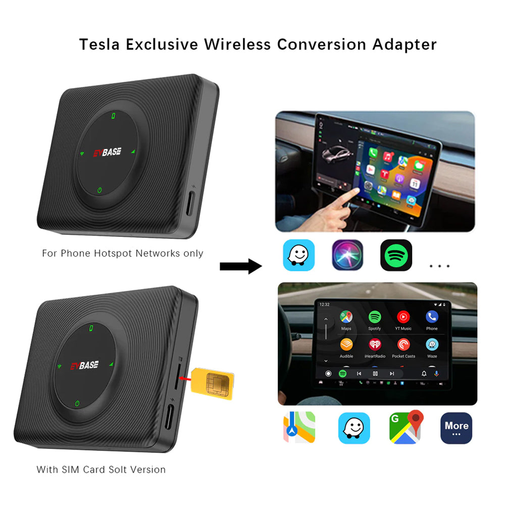 EVBASE Tesla Wireless Apple Carplay Adapter Wireless Auto Carplay
