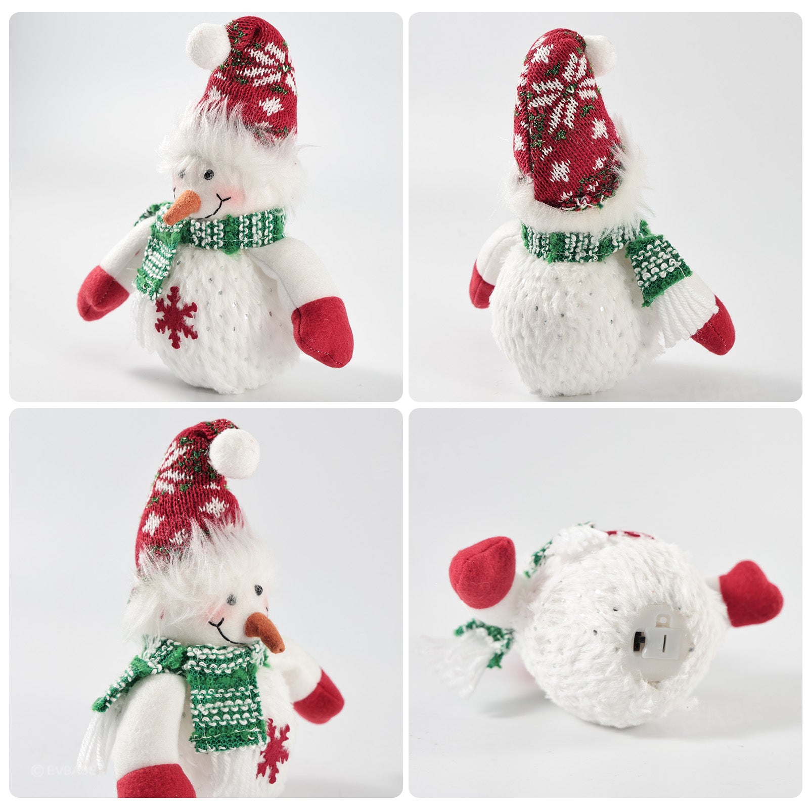 Christmas Holiday Car Decor Headrest Hat LED Christmas Wreath Lighted Snowman Plush Figurines 3D Xmas Emblem Stickers for Tesla