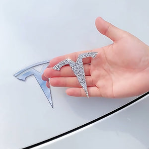 Crystal Shiny Diamond Decal Sticker Front Trunk/Rear Trunk Logo for Tesla Logo Cover Accessories