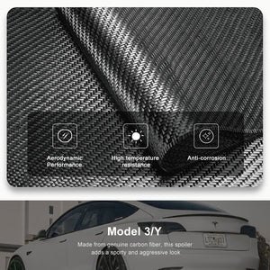 EVBASE Tesla Genuine Carbon Fiber Model 3 Y Rear Spoiler Trunk Huge Spoiler Wing