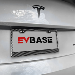EVBASE Real Carbon Fiber License Plate Frame Holder For Tesla Model S3XY (2pcs/set)