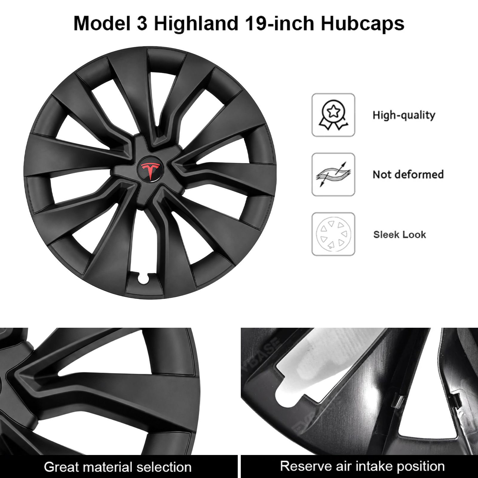 Tesla Model 3 Highland 19-Inch Wheel Covers For Nova Wheels Hub Caps Wheel Rim Protector EVBASE