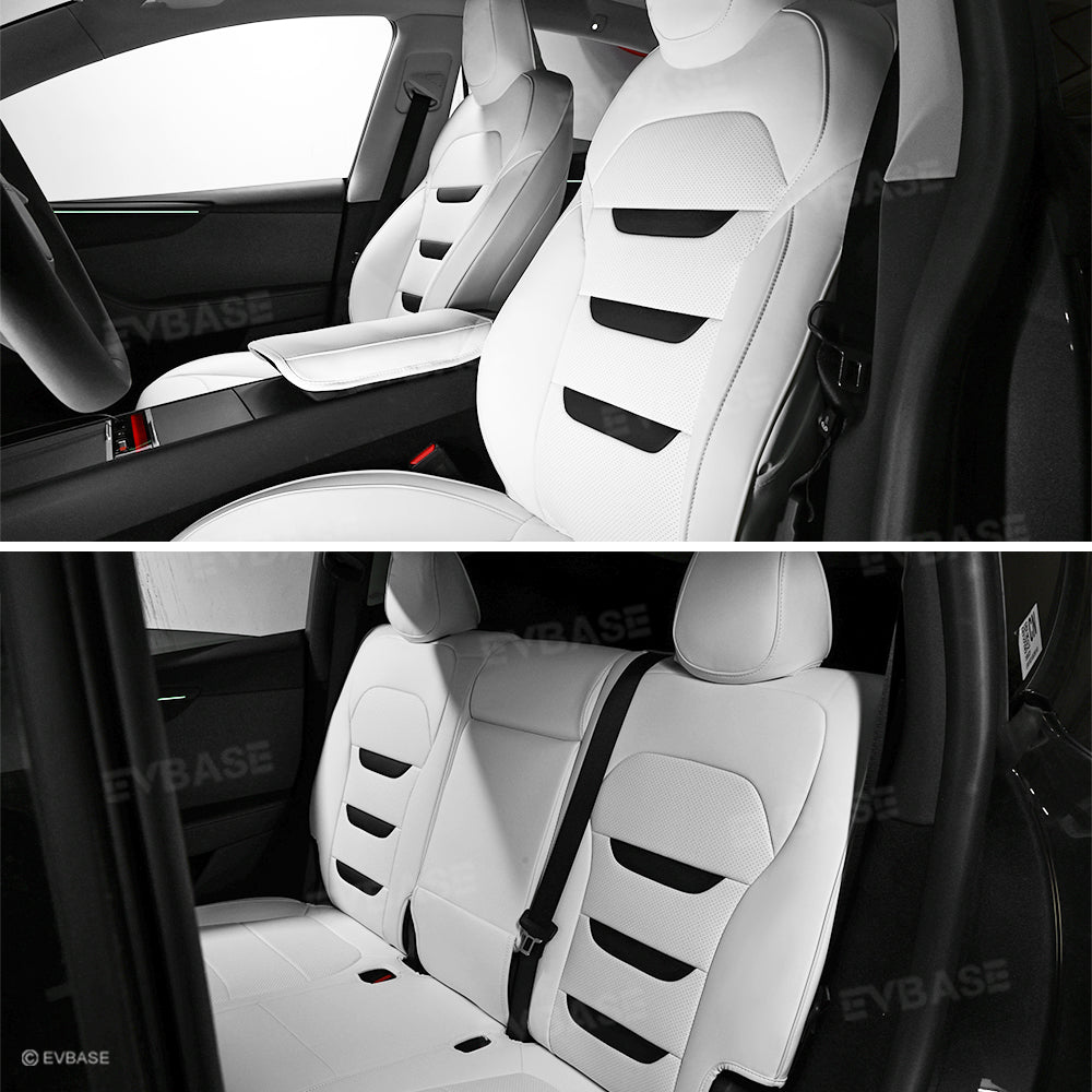 Tesla Seat Cover Model Y Juniper NAPPA Leather Full Coverage Seat Protector WIth Launch Logo
