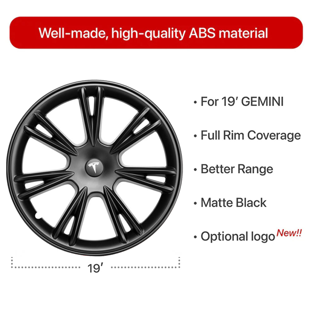 Model Y Gemini Wheel Covers 19inch Tesla Wheel Covers Model Y 4pcs EVBASE 2020-2024 Year