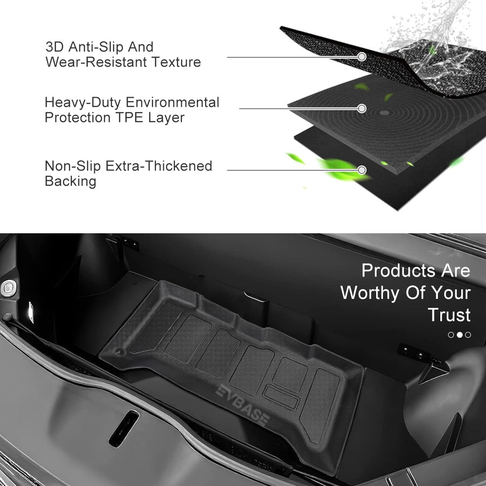 R1T/R1S Front Mat Upper Lower Layer All-Weather TPE Front Storage Mat Cargo Liner for Rivian R1T/R1S