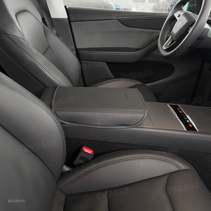 Model Y Juniper/ 3 Highland Armrest Cover PU Leather Center Console Armrest Box Cover with OEM-Style Embossed Logo for Tesla