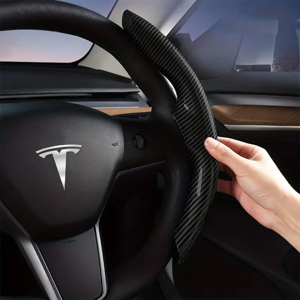 EVBASE Model 3 Y Real Carbon Fiber Steering Wheel Trim Cover Tesla Carbon Fiber Interior Accessories EV097