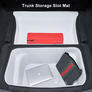 EVBASE Tesla Model 3/Y Trunk Frunk Mat Car Durable Leather Carpet White Interior Accessories