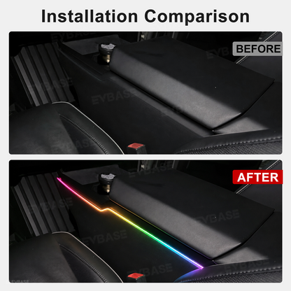 Cybertruck Interior Ambient Lighting Center Console RGB Chasing Lights LED Light Strip with OEM Screen Control