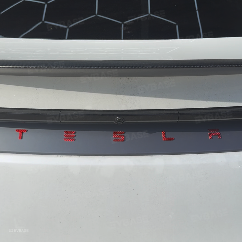 Model Y Juniper/ 3 Highland T-E-S-L-A Lettering Tailgate Emblem Decal Real Carbon Fiber Logo