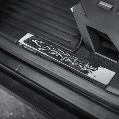 Cybertruck Front  Door Sill Protector Real Carbon Fiber Door Sill Cover Trim Plates