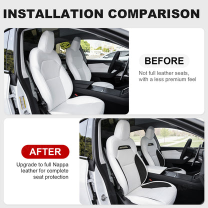 Model Y Juniper Seat Covers Plaid Sports Style Seat Protector Nappa Leather Full Set Airbag Compatible