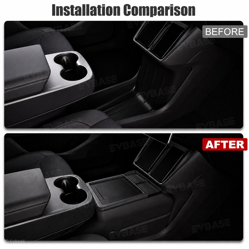 Model Y Juniper Standard Center Console Organizer Under Console Storage Box with Hidden Lower Storage Compartment