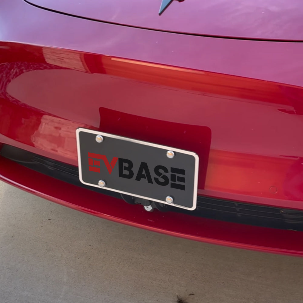 No Drill Tesla License Plate Holder Frame Model 3 Y Aluminum Alloy Fro EVBASE Premium EV Tesla Accessories