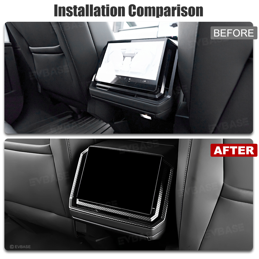 Cybertruck Rear Screen Frame & Air Vent Protective Cover ABS Carbon Fiber Style Overlay Trim