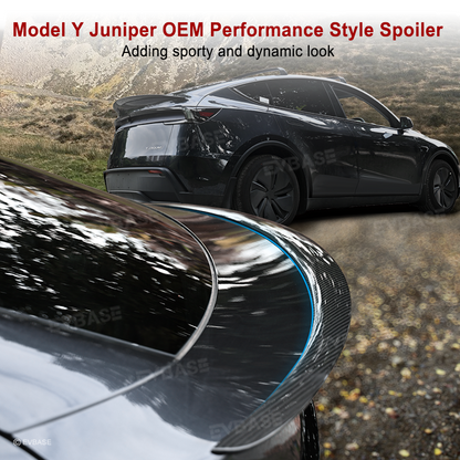 Tesla Model Y Juniper Spoiler Real Carbon Fiber Wing Rear Trunk Lid With Performance Style