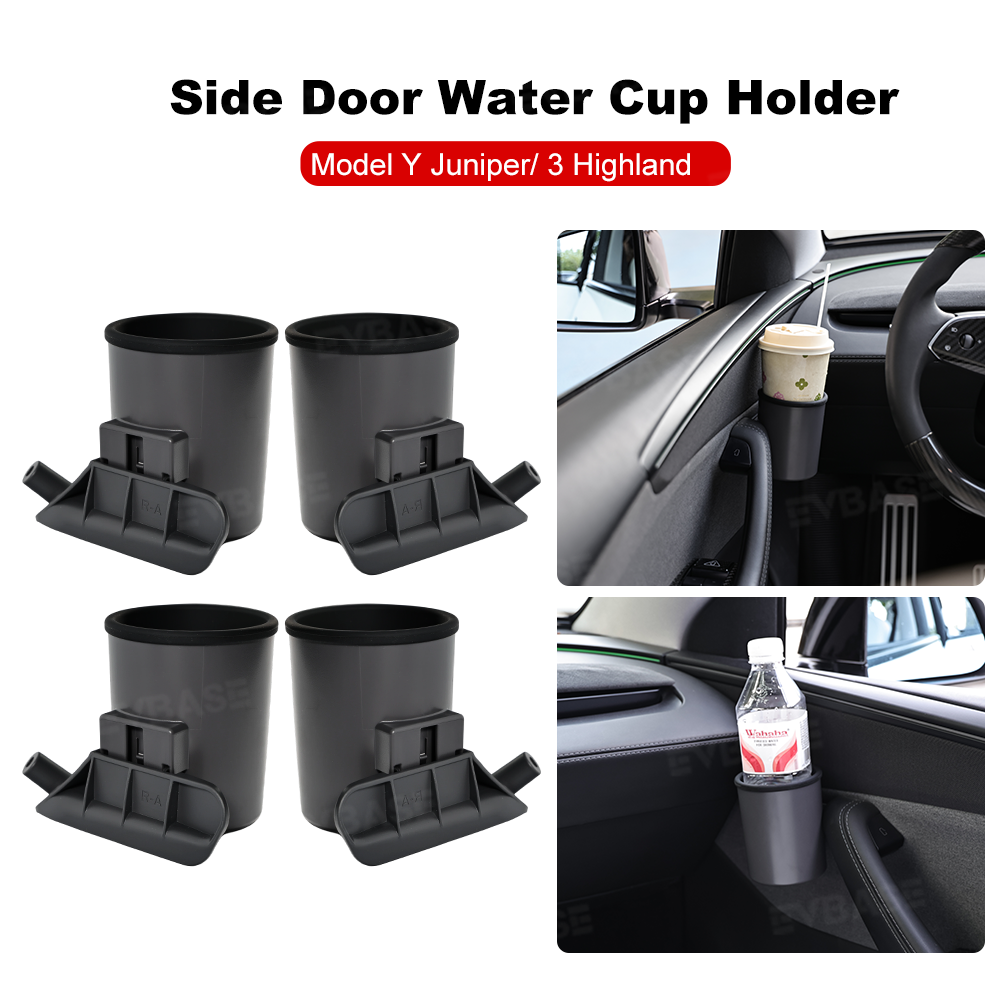 Model Y Juniper/ 3 Highland ABS Side Door Cup Holder Special Storage Drink Holder 4PCS